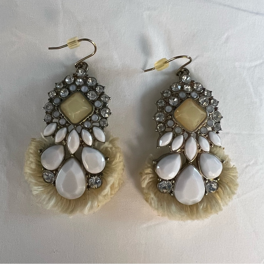Banana Republic White Fringe Earrings